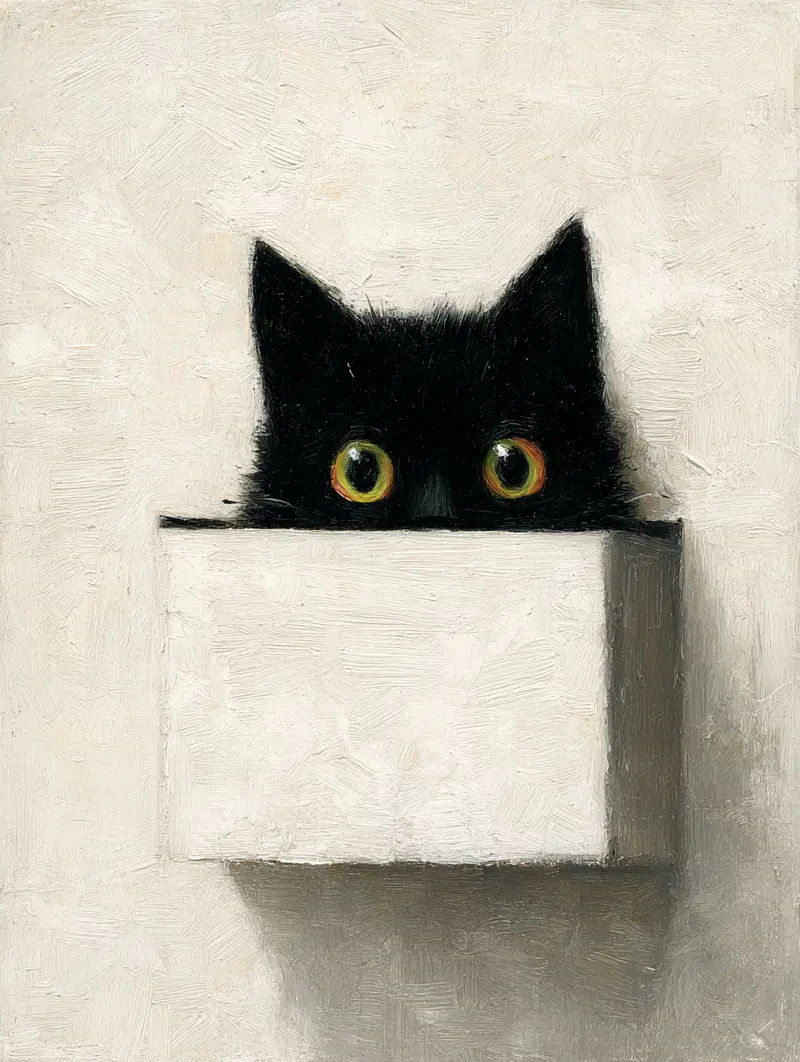 Charming Black Cat Oil Painting for Cozy Home Decor Inspiration