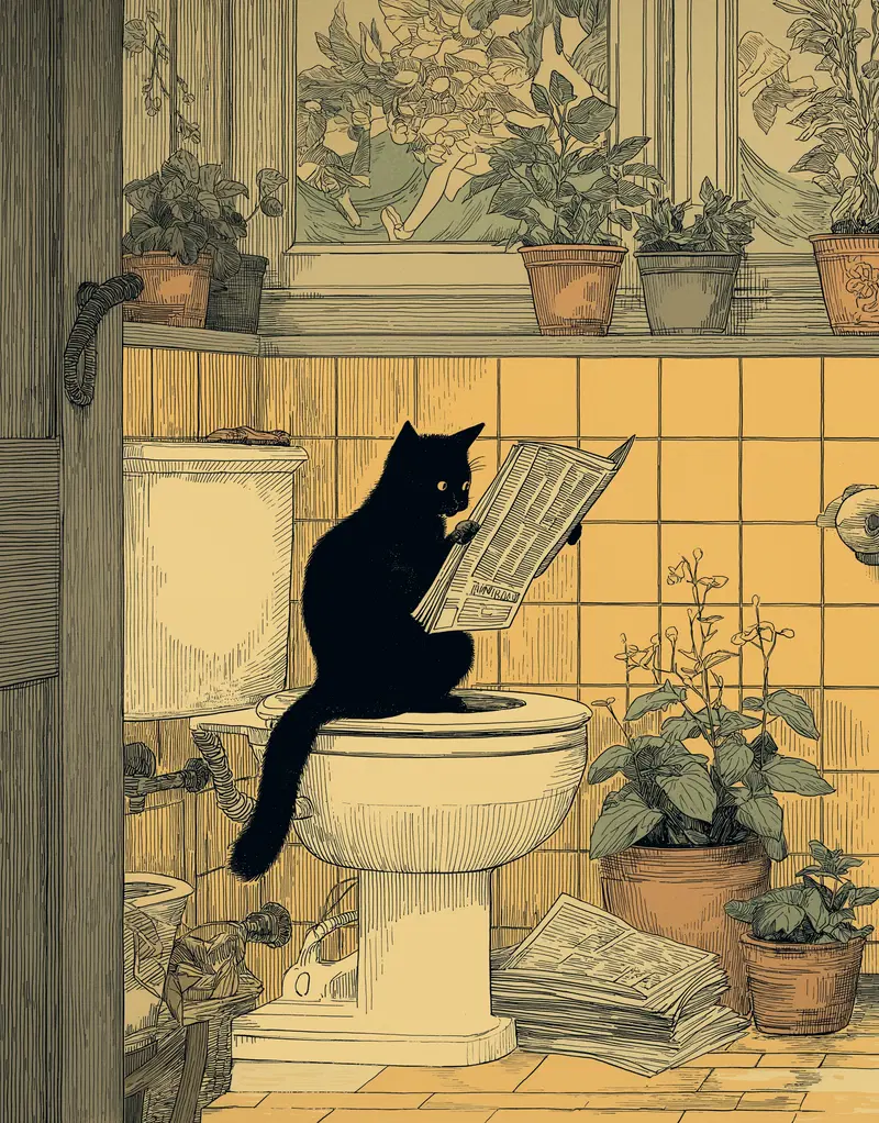 Japanese Cat Bathroom Decor Inspiration with Vintage Style