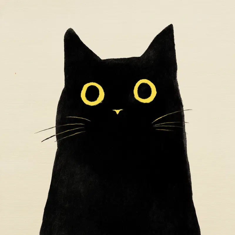 Minimalist Black Cat Art for Contemporary Home Decor