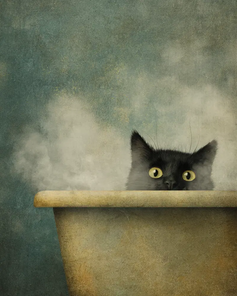 Charming Bathroom Decor Ideas Featuring a Cat in a Bathtub