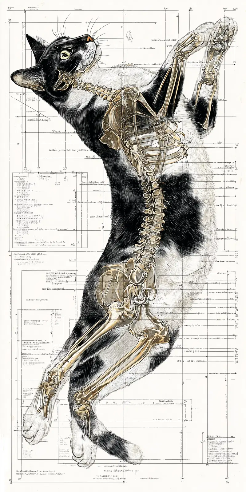 Anatomical Cat Diagram Art for Veterinary Decor Inspiration