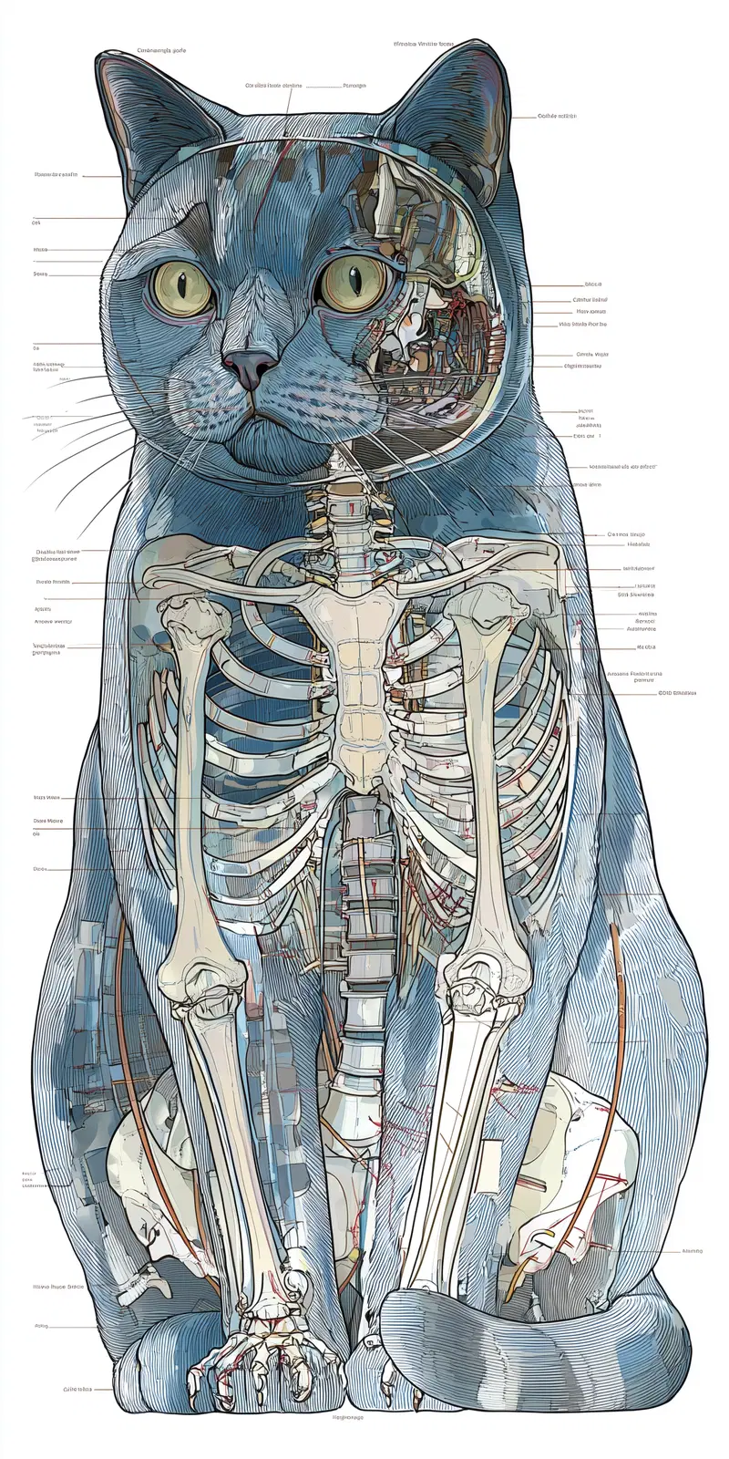 Anatomical Diagram of British Shorthair Cat for Home Decor
