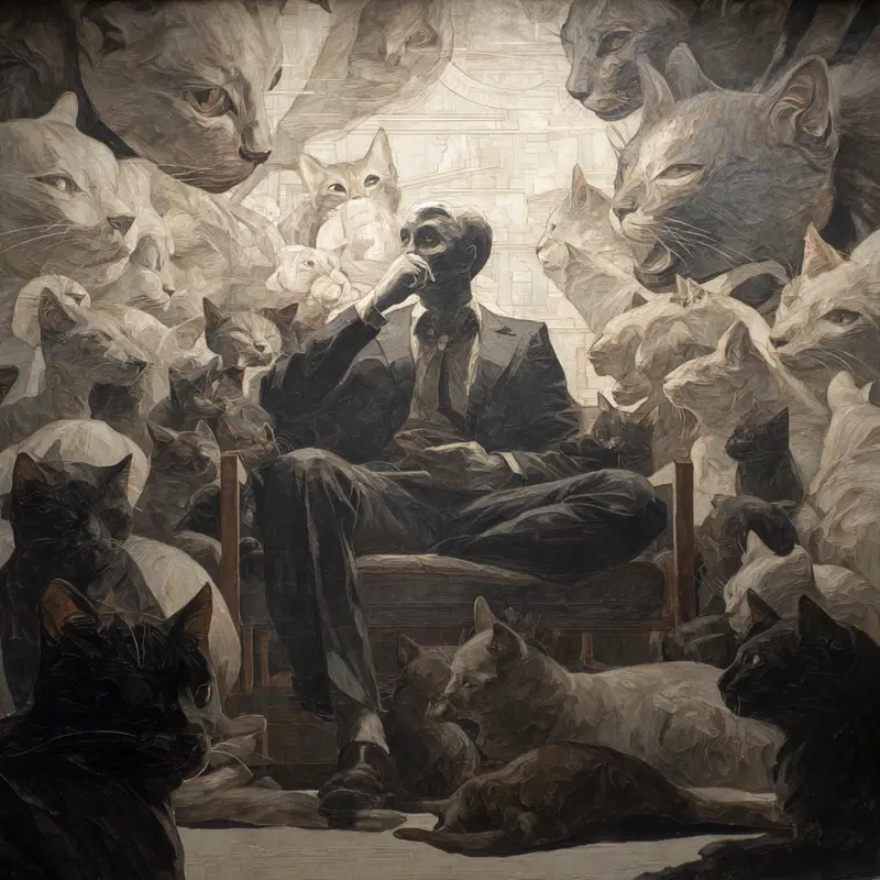 Whimsical Cat-Themed Art Inspired by Guillermo García Lorca