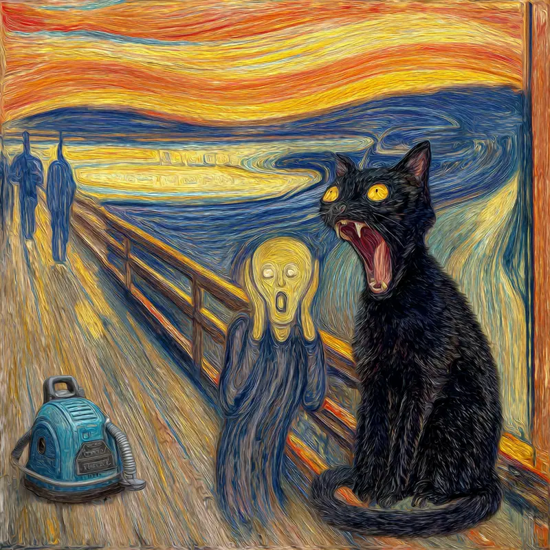 Cat-Inspired Van Gogh Art with Unique Home Decor Elements