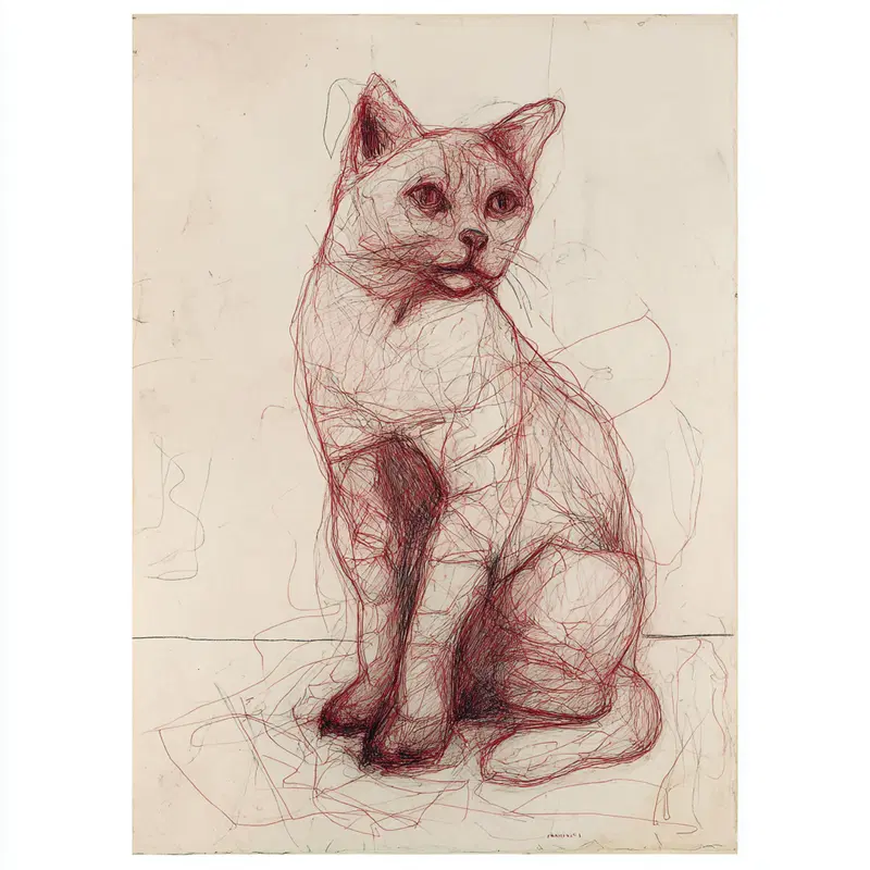 Expressionistic Cat Art Inspired by David Hockney and Agnes Martin