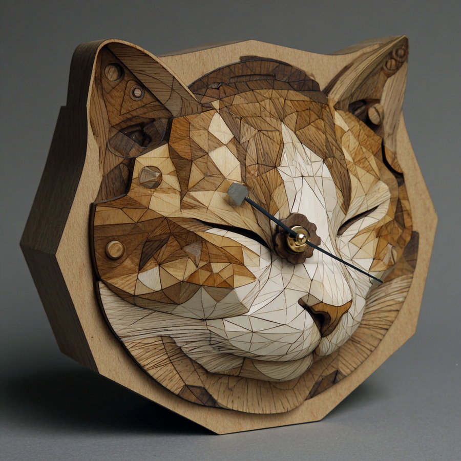 Cat-shaped alarm clock with vibrant colors and cute design