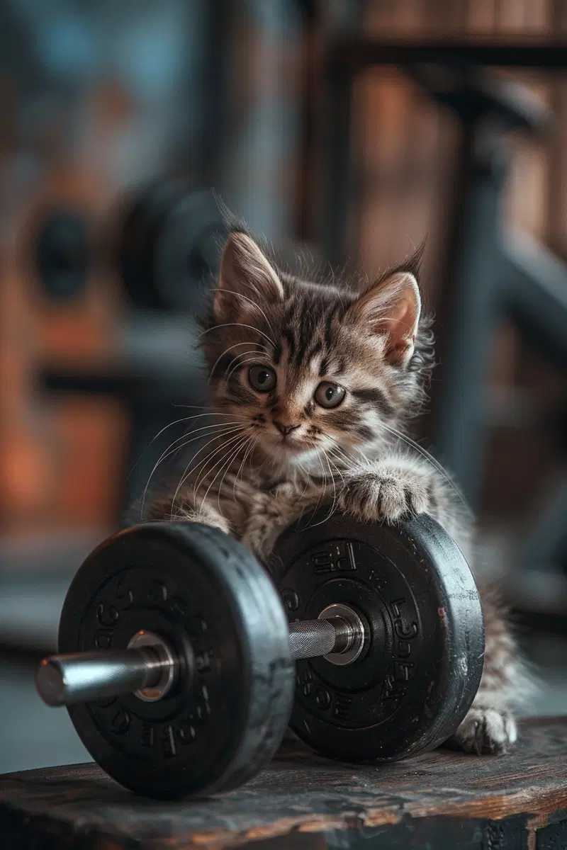Humorous Cat Gym Workout Inspiration with Fitness Decor Ideas