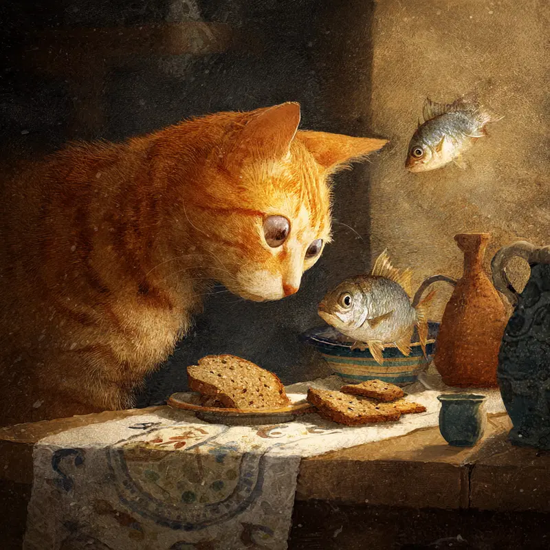 Playful Cat Thief: Creative Kitchen Decor Ideas with Feline Charm