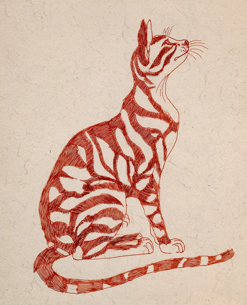 Anthropomorphic Cat Art: Matisse-Inspired Sketch Decor Ideas