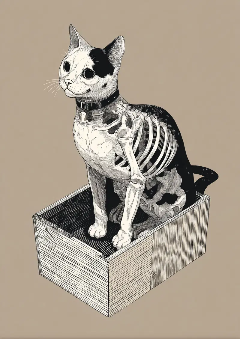 Eerie Cat Skeleton Illustration for Unique Home Decor Inspiration
