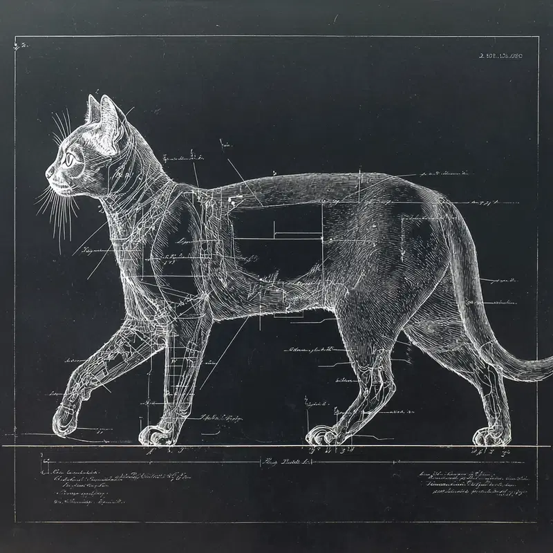 1875 Patent Style Cat Sketch for Unique Home Decor Inspiration
