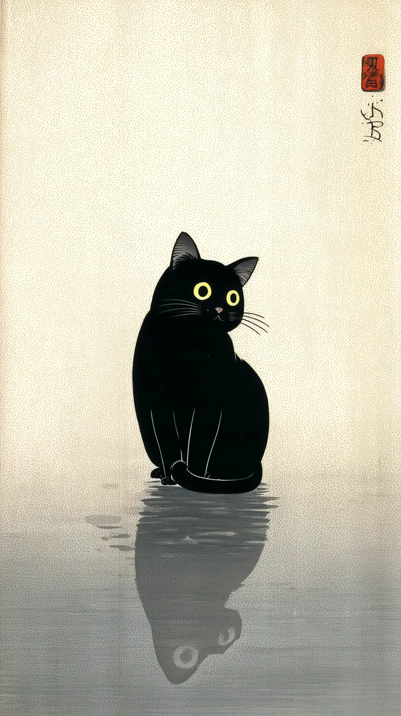 Ukiyo-e Cat Art for a Serene Home Decor Aesthetic