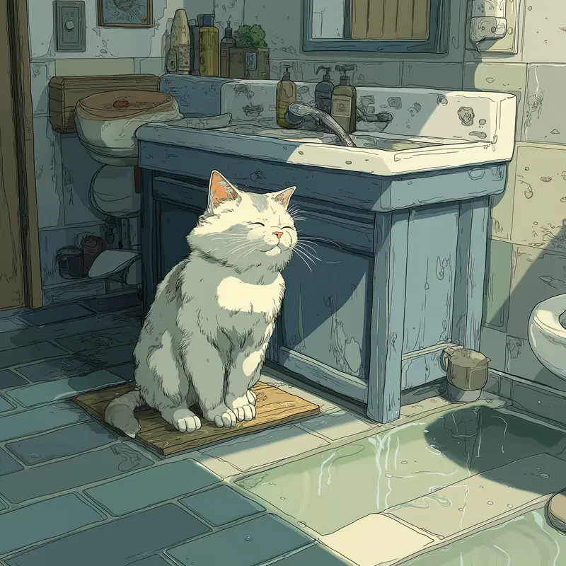 Japanese Manga Cat Bathroom Aesthetic Inspiration for Tranquil Spaces