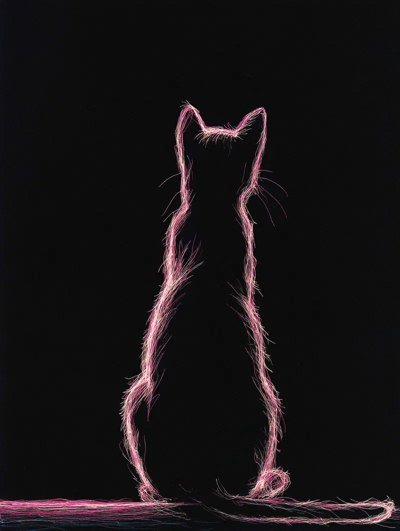 Minimalist Cat Silhouette Art for Ethereal Home Decor