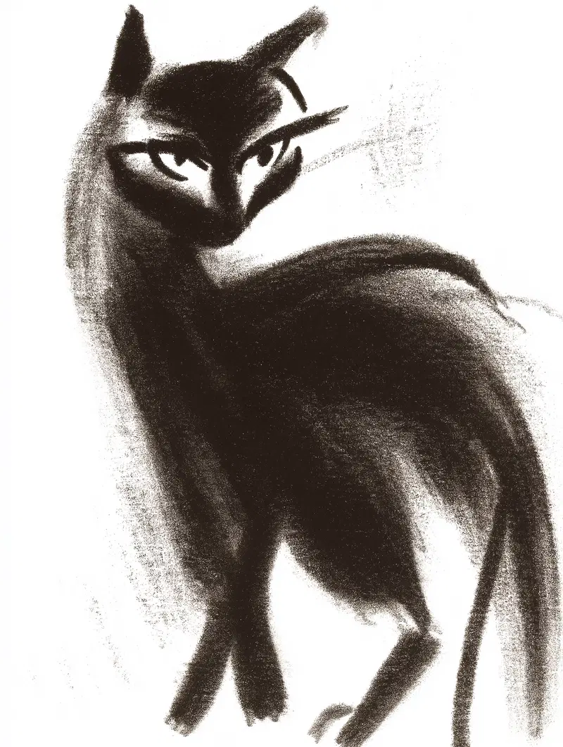 Artistic Cat Drawing Inspiration with Bold Fluid Strokes