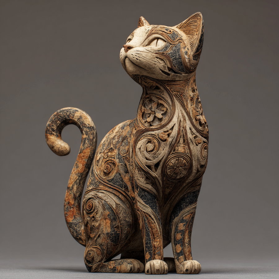 Front view of a fluffy cat with bright eyes