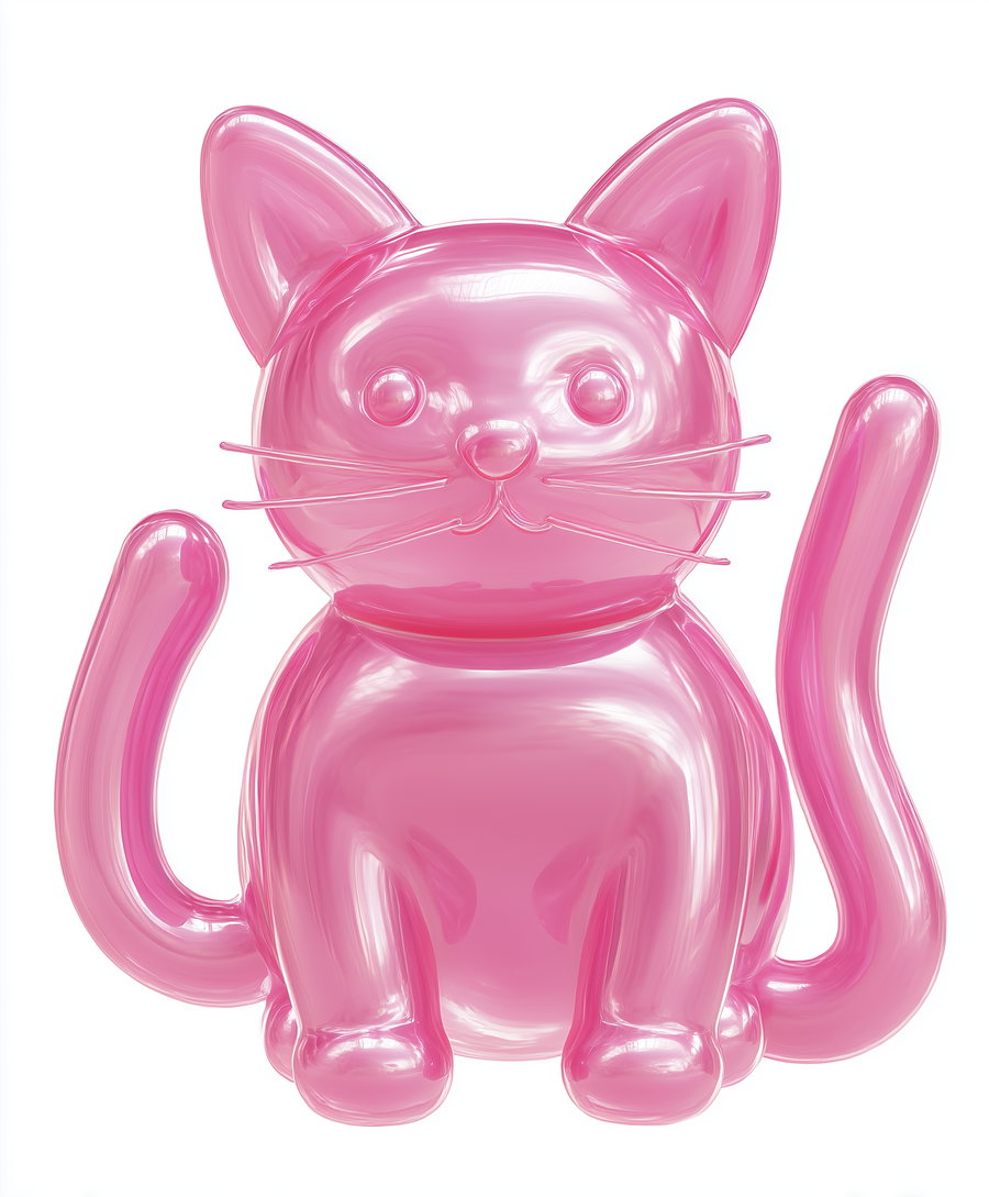 Pink balloon cat toy on white background