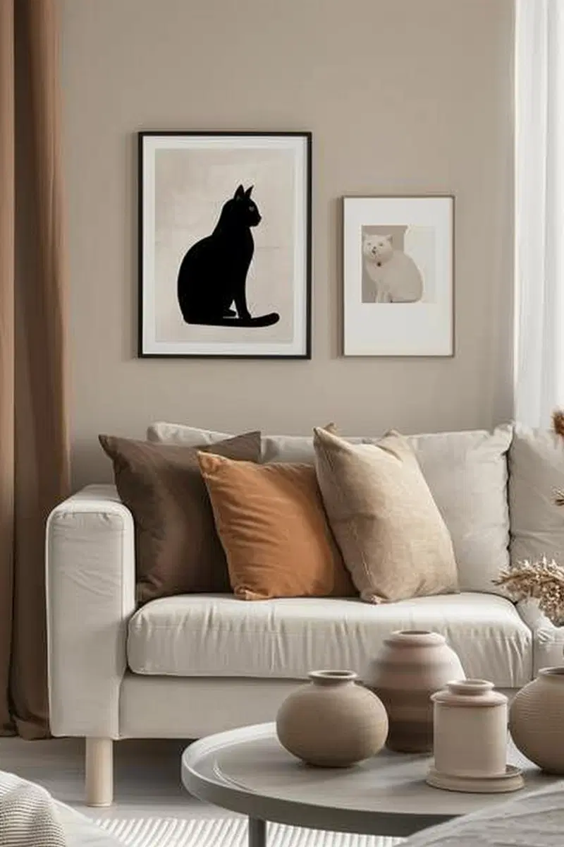 Modern Minimalist Cat Wall Art Print for Living Room Decor