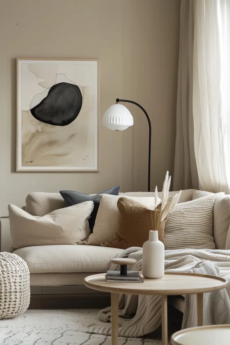 Modern Cat Wall Art Print for Minimalist Living Room Decor