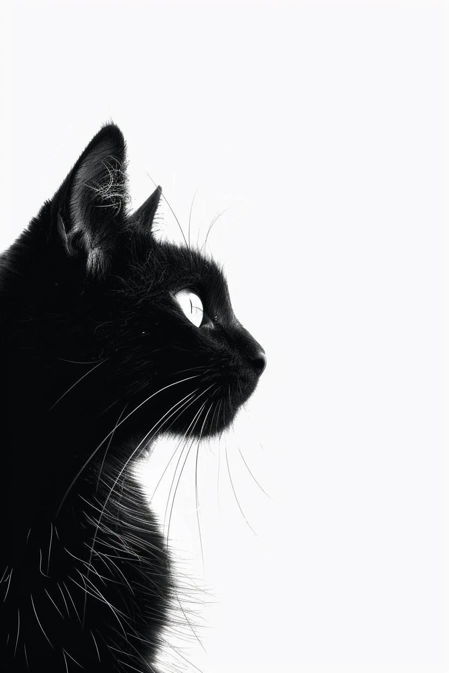 Minimalist black and white cat wall art poster