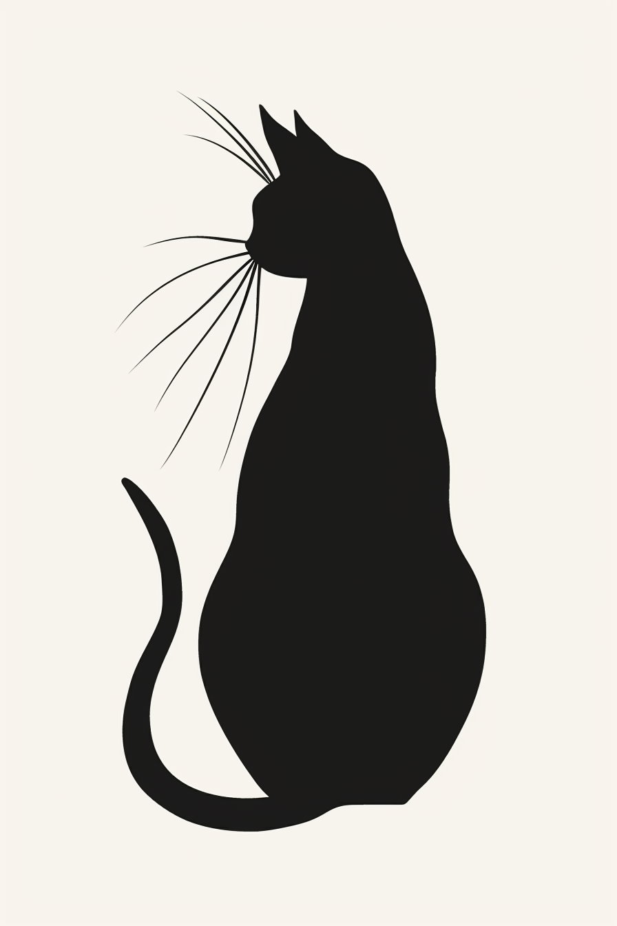 Minimalist black and white cat silhouette poster design
