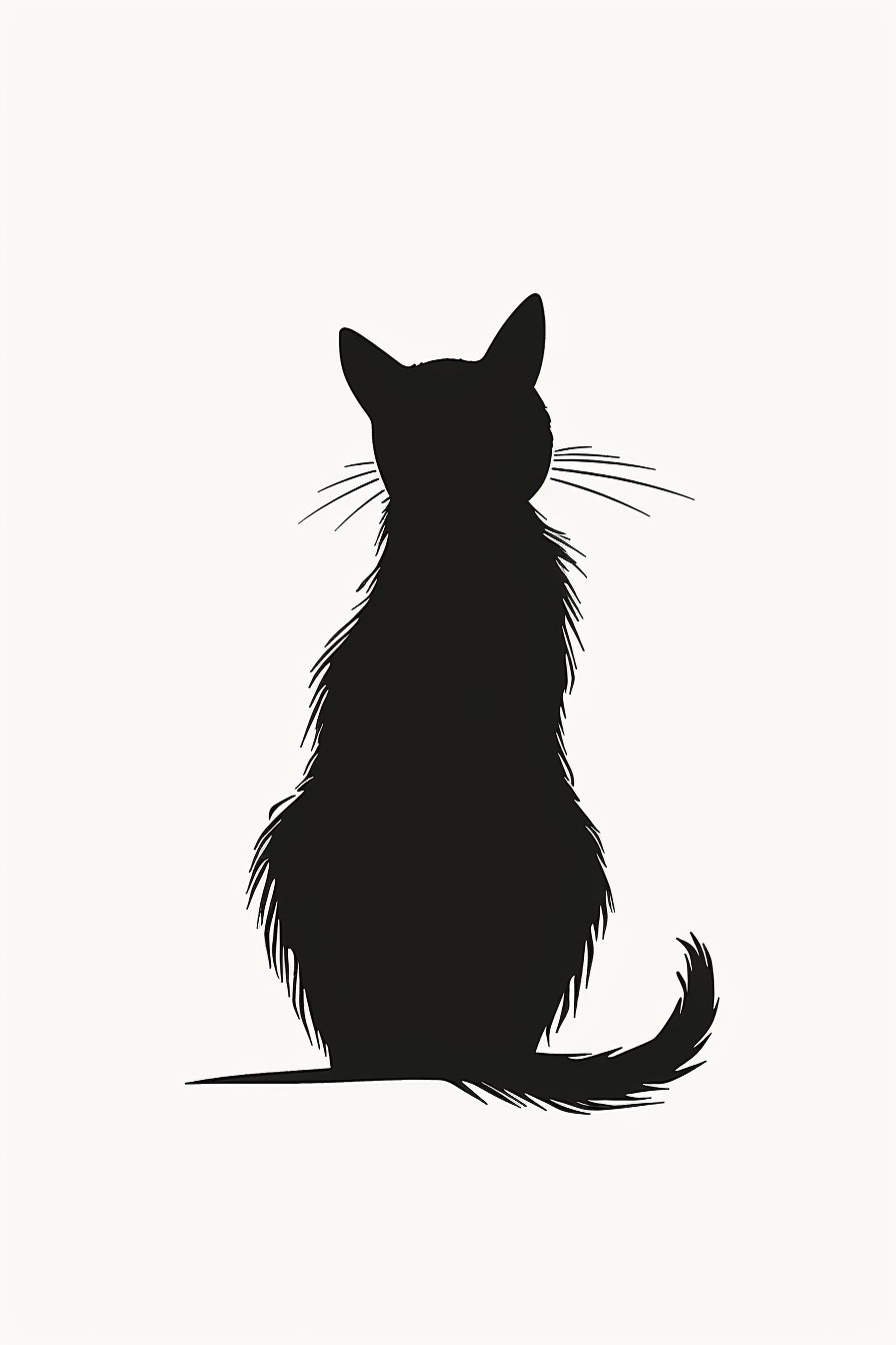 Minimalist black and white cat silhouette poster design