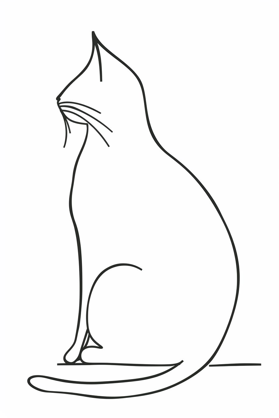 Elegant line art cat poster on white background