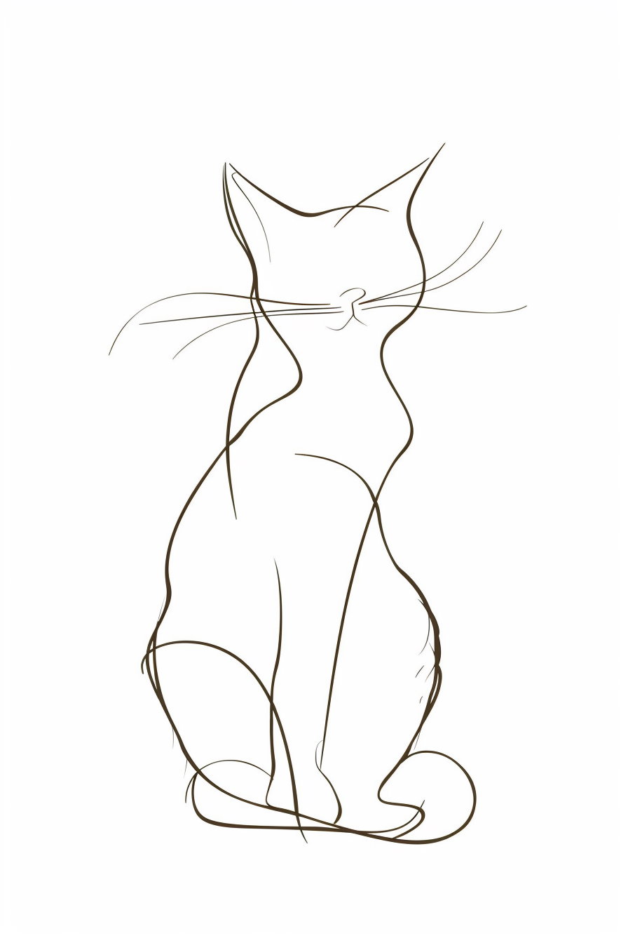 Elegant line art cat poster on white background