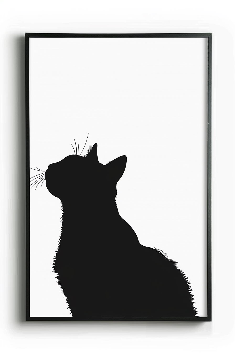 Minimalist cat silhouettes on white background modern wall art