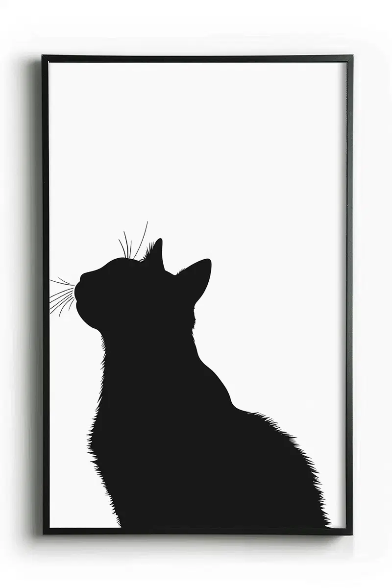 Minimalist Cat Wall Art Set of 2 Prints for Modern Decor