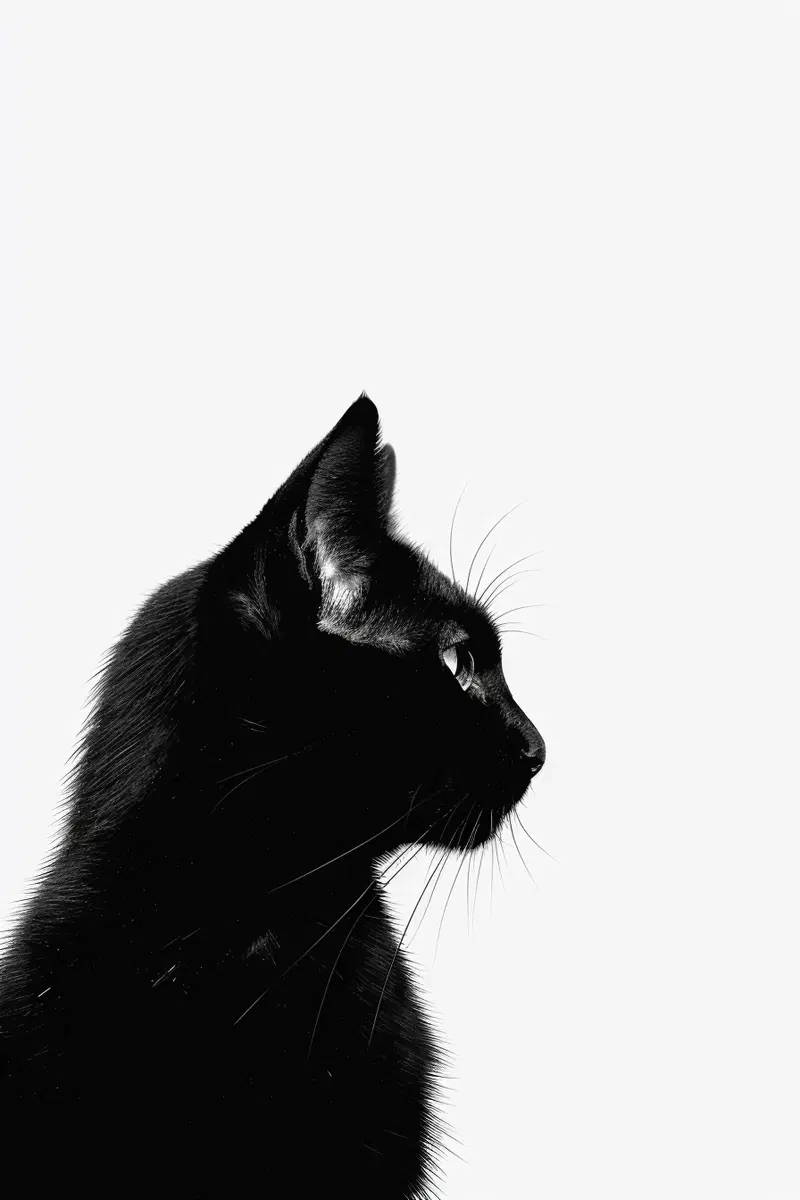 Minimalist Black Cat Silhouette Printable Wall Art Decor