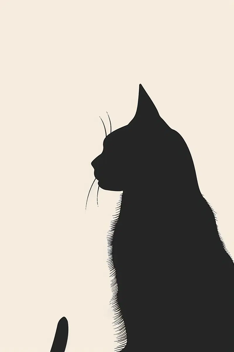 Minimalist Black Cat Printable Wall Art for Modern Decor