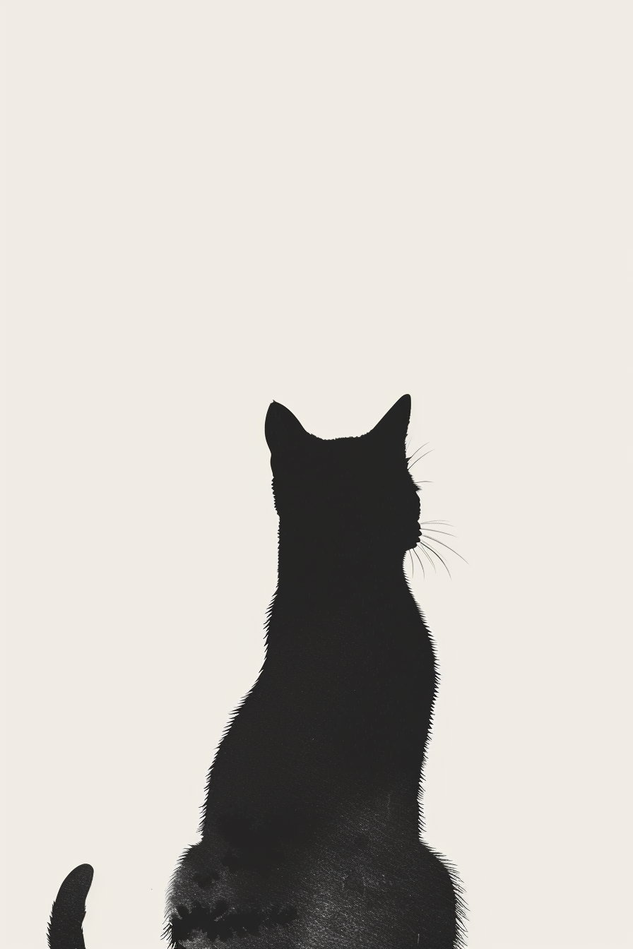 Minimalist black cat silhouette in spacious gallery-style design