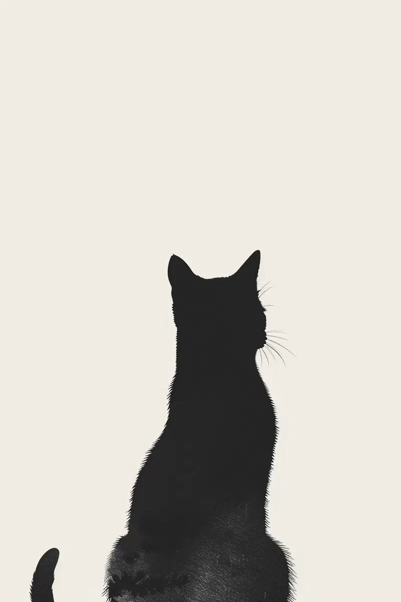 Minimalist Black Cat Printable Wall Art for Modern Decor