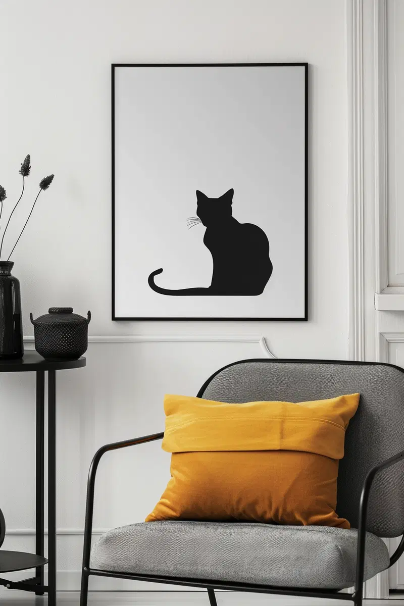 Minimalist Cat Wall Art Printable for Modern Decor