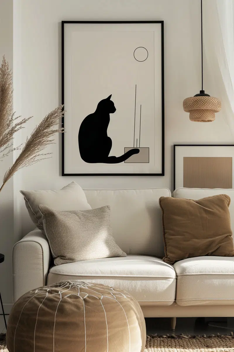 Minimalist Cat Wall Art Printable for Modern Decor