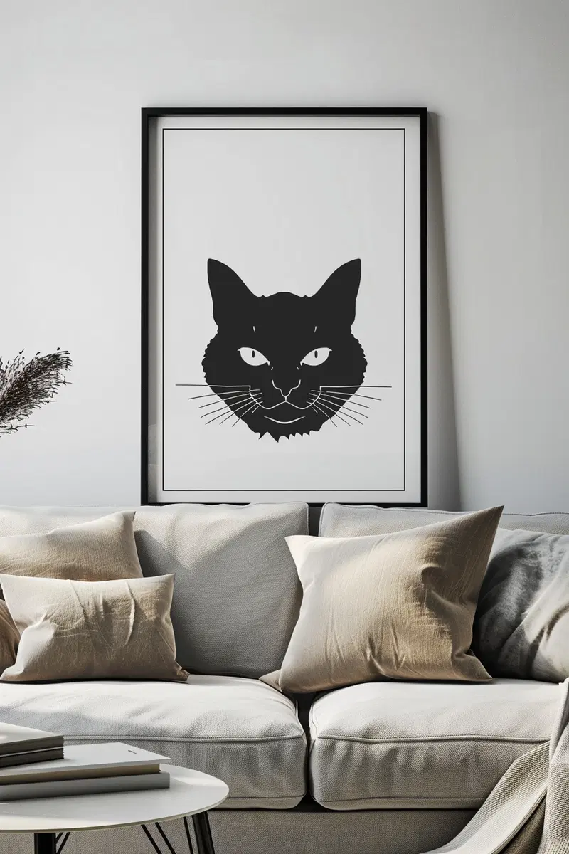 Minimalist Cat Wall Art Printable for Modern Decor