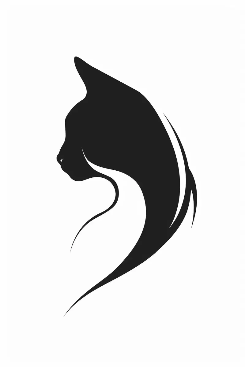 Abstract Cat Printable Wall Art in Minimalist Black and White