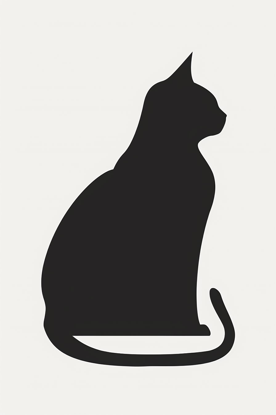 Abstract cat poster featuring smooth curves in black and white