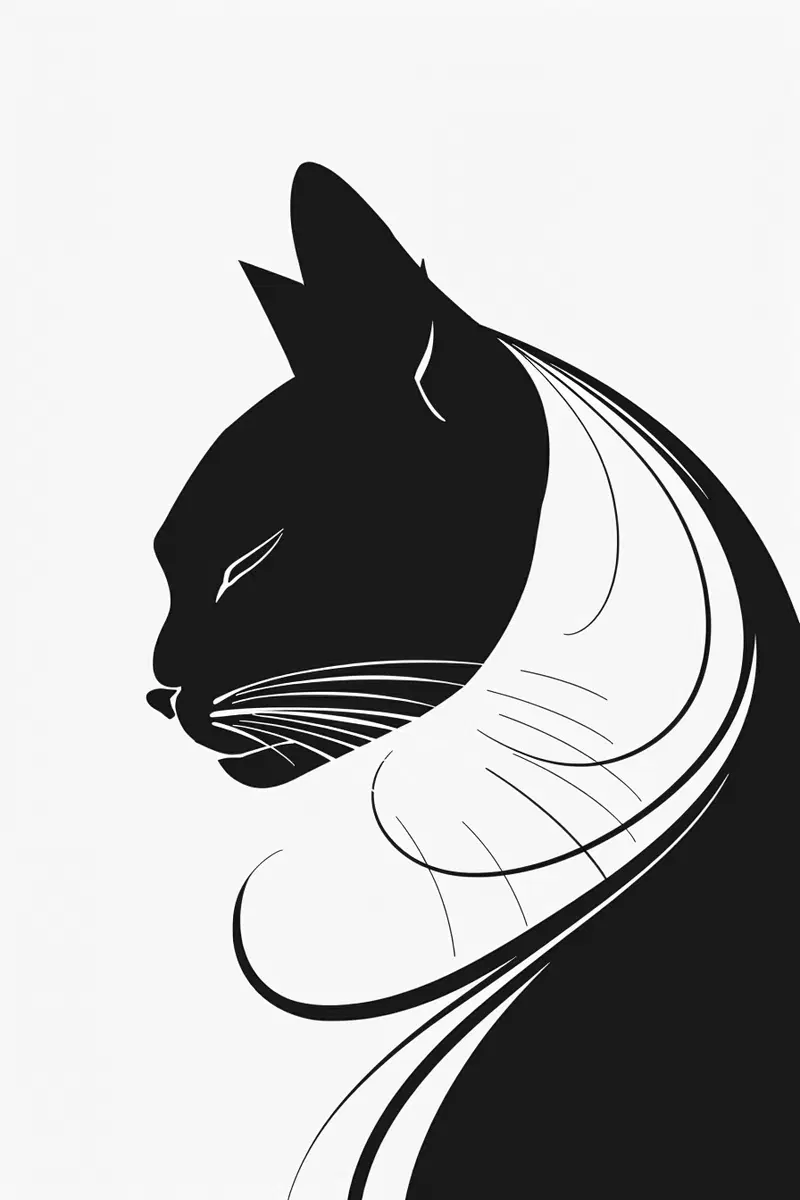 Abstract Cat Printable Wall Art in Minimal Luxury Style