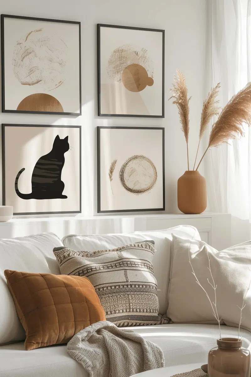 Modern Cat Printable Wall Art Set for Minimalist Decor