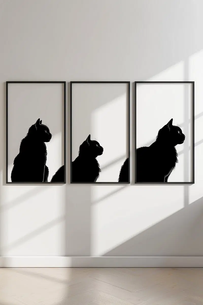 Modern Minimalist Cat Wall Art Printable Bundle