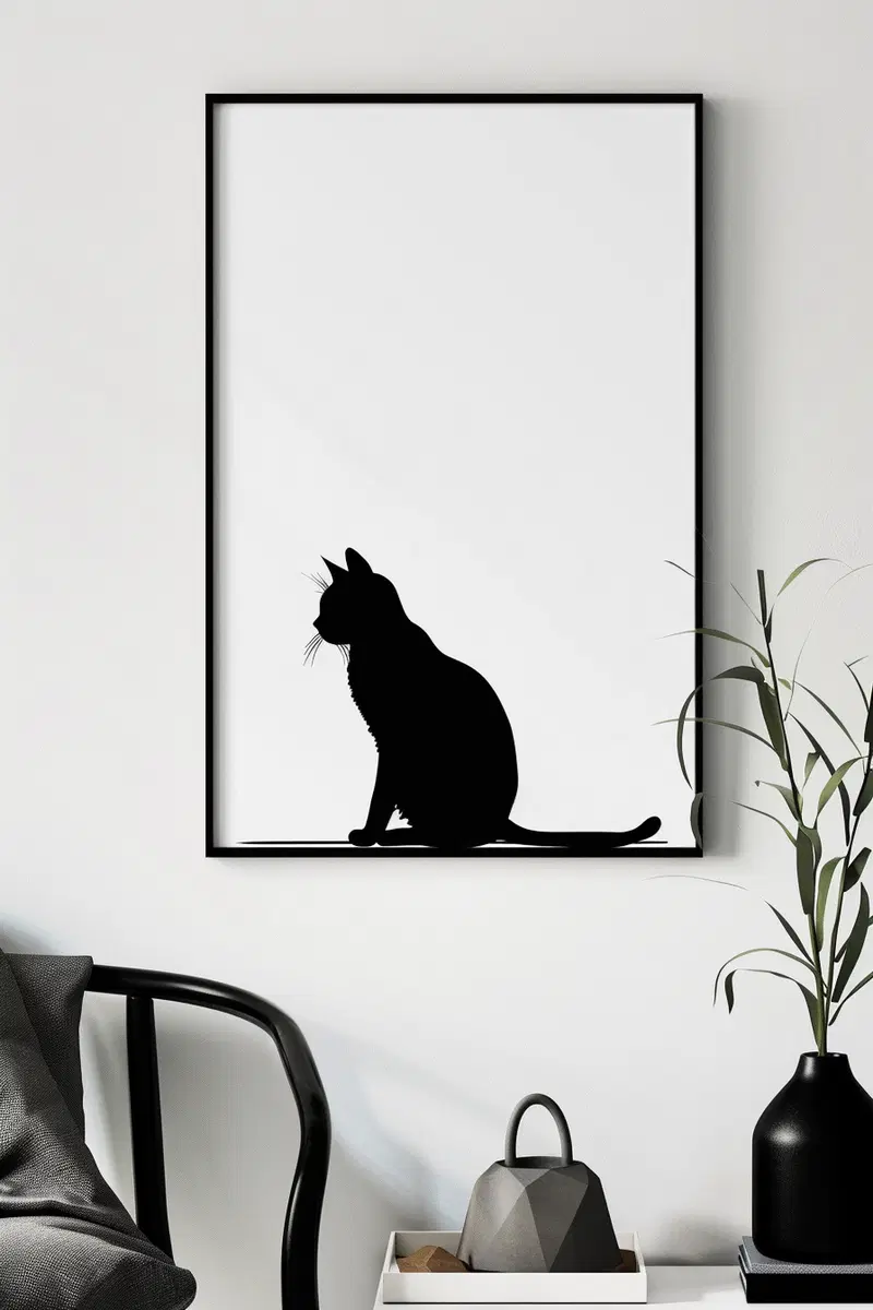 Minimalist Cat Wall Art Printable for Modern Decor