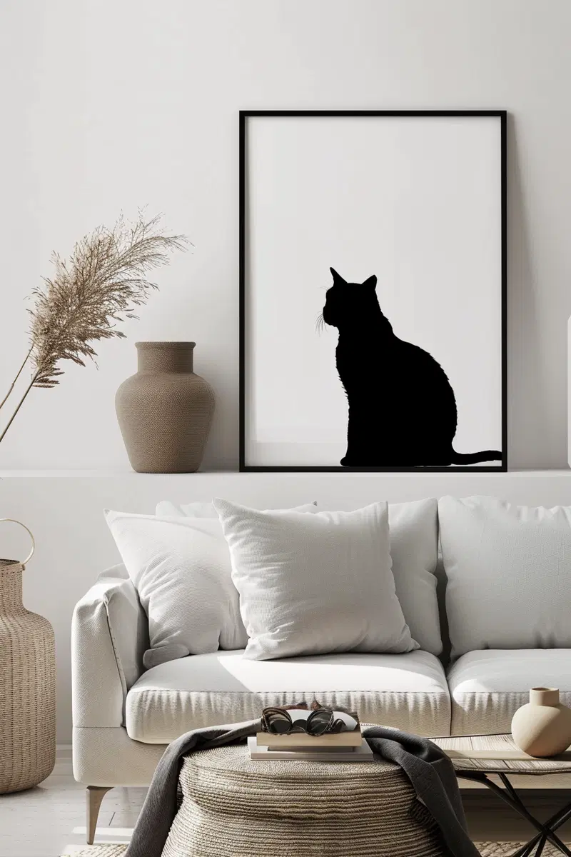 Minimalist Cat Printable Wall Art for Modern Decor