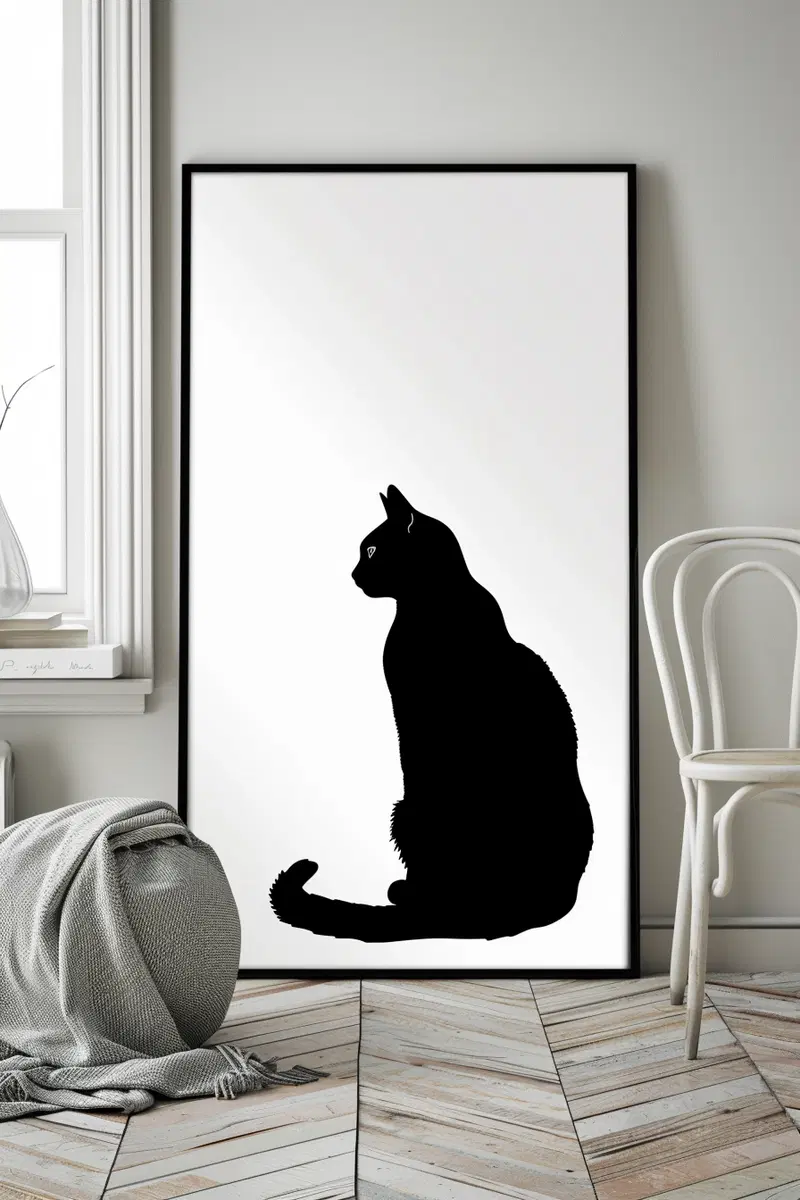 Minimalist Cat Wall Art Printable for Modern Decor