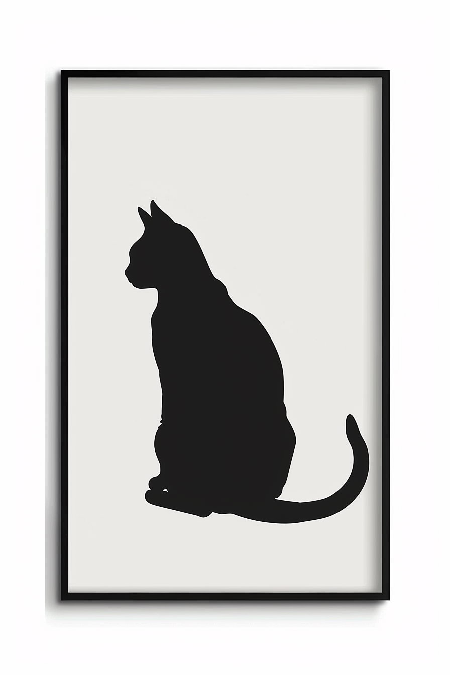 Elegant minimalist cat silhouette with soft shadow art