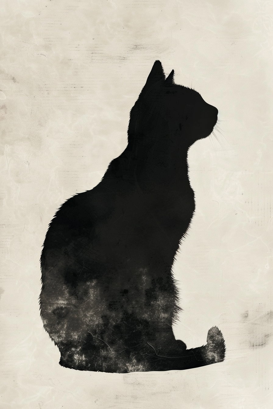 Elegant minimalist cat silhouette with soft shadow art