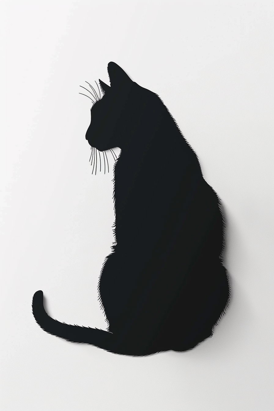 Elegant minimalist cat silhouette with soft shadow on wall