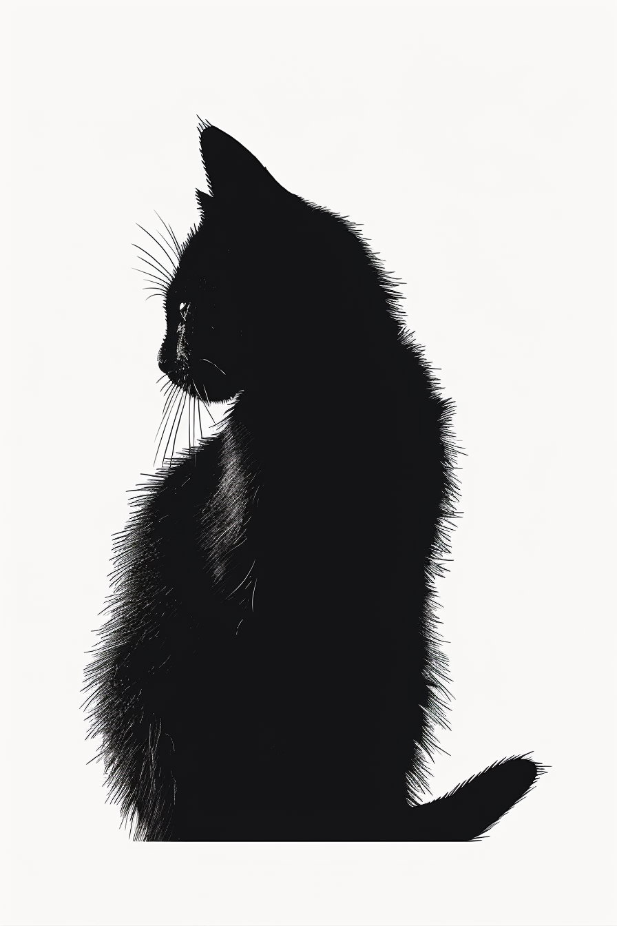 Minimalist black cat silhouette with light gradient wall art