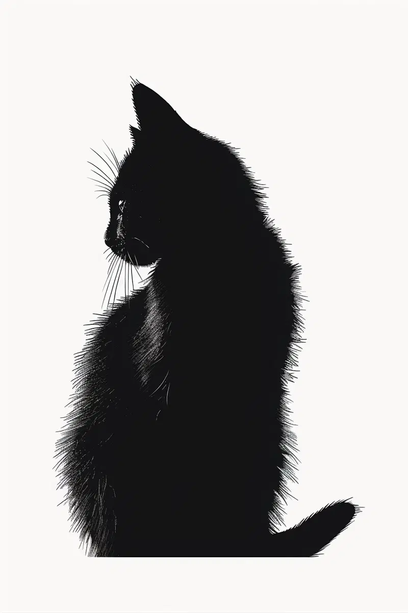 Minimalist Black Cat Printable Wall Art for Modern Decor
